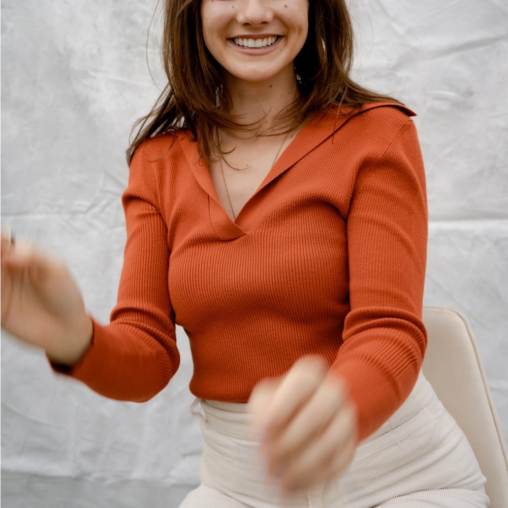 Banana Republic Rust Orange Ribbed Sweater